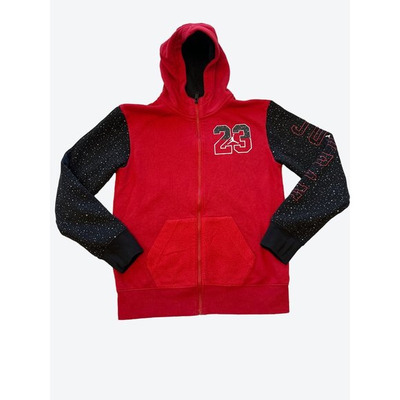 Jordan Air EST 1985 Red and Black Boys Long Sleeve Hoodie Cotton Polyester Blend - Picture 1 of 12